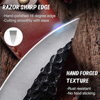 Huusk Viking Knife - Caveman Ultimo Boning Knife with Sheath, Hand Forged Full Tang for Kitchen or Camping Gift for Dad