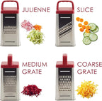Rachael Ray Tools and Gadgets Stainless Steel Box Grater for Vegetables, Chocolate, Hard Cheeses, and more, Red(9.43 x 8.84 x 8.06 inches)