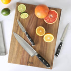 Oster Ginley 3 Piece High Carbon Stainless Steel Cutlery Set w/ABS Triple Riveted Forged Handle (Chef, Utility, Pairing Knife)