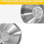 Anaeat Stainless Steel Kitchen Funnel, Multi-Use Premium Metal Food Grade Cooking Funnels with 2 Removable Strainer Filter for Transferring Liquid or Dry ingredients, Oils & 1 Pc Cleaning Brush (4.1")