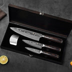 Wakoli ESE 3-Piece Damascus Knife Set – Professional Chef’s Knives | 67-Layer VG10 Core Steel | Ergonomic Pakkawood Handles | Premium Kitchen Knives in Wooden Gift Box
