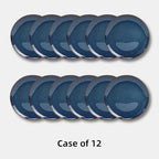 Organic Shape Restaurant Dinner Plates 10.5", Commerical Grade Catering Stoneware Plates in Ir-regular Organic Shape, Chip & Scratch Resistant, Glossy Reactive Glaze Blue, Case of 12