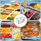 4 Pack hotel pans with lids 1/3 Size x 6 Inch Deep stainless steel steam table pan Commercial Gauge restaurant supplies Anti Rust metal food containers Catering storage for Party, Buffet, Home
