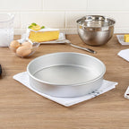 Restaurantware-Met Lux 10 x 2 Inch Straight-Sided Baking Tins, 12 Round Cake Pans - Oven-Ready, Freezable, Anodized Aluminum Round Baking Pans, Greaseproof, For Layer Birthday Cakes