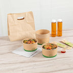 Restaurantware Compostable Paper Food Containers 200 Pack Of 34 oz BPI-Certified Round Kraft Salad Bowls Disposable Grease-Resistant Meal Prep Take Out Containers For Ice Creams, Soups, Snacks