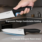 Kuisine Chef Knife Set,High Carbon Stainless Steel Ultra Sharp Blade Ergonomic Handle,Kitchen Knife Block Set with Built-in Sharpener,Elegant Gift for Holiday(Silver Black,15PCS)