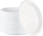 PLASTICPRO 9 inch Round Plastic Plates Microwaveable, Disposable, White, Dinnerware 200 Count