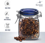 Bormioli Rocco Fido Collection, 2 Pack, 33¾ Oz. Food Storage Glass Jars, Airtight Rubber Seal & Glass Lid, With Stainless Wire Clamp, Made In Italy.