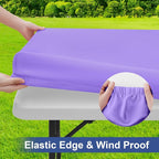 homing Rectangle Table Cloth Cover, Waterproof Polyester Elastic Fitted Tablecloth, Fits for 5 Foot Folding Tables, Washable Table Protector for Picnic, Camping, Outdoor (Lavender, 30" x 60")