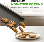 NutriChef 3-Piece Non-Stick Cookie Sheets for Baking - Heavy Duty Steel Baking Sheet Pans for Toasters & Oven - Small, Medium, & Large Size Baking Trays - PFOS, PFOA, PTFE-Free Nonstick Coating