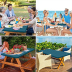 homing Rectangle Table Cloth Cover, Waterproof Polyester Elastic Fitted Tablecloth, Fits for 6 Foot Folding Tables, Washable Table Protector for Picnic, Camping, Outdoor (Peacock Blue, 30" x 72")