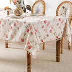 Rectangle Tablecloth Pastoral Style, Waterproof & Stain Resistant Table Cloth Wrinkle Free Table Cover for Dining/Kitchen/Patio, Washable Indoor & Outdoor Use, 55"X120" Red