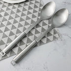 18/0 Stainless Steel Cooking Spoons Set, Serving Spoon & Slotted Spoon, Kitchen Cooking Utensils Set, Housewarming Daily Use Commercial, Pack of 2