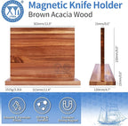 XYJ Authentic Since 1986, Magnetic Knife Block, Double Side Kitchen Knife Stand, Acacia Wood, Magnetic Knife Holder with Strong Enhanced Magnets,Knives Storage Rack Stand for Home Kitchen