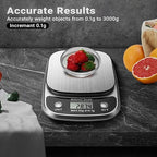 Food Kitchen Scale Digital Weight Grams and Oz，Professional Small Digital Kitchen Food Scales 3kg/0.1g for Weight Loss