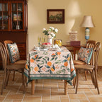 patdrea Designer Vintage Linen Rectangle Table Cloth,Framhouse Oranges and Leaves Pattern French Tablecloth,Fall Decor Cover for Kitchen Dining Christmas,Thanksgiving,55"x87"-Palladin a