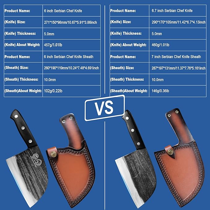 XYJ Authentic Since 1986,6 Inch Serbian Chef Knife With Sheath,Handmade Forged Ancient Outdoor Camping Kitchen Butcher Knife,Vegetable Cooking Meat Knives,Full Tang