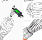 U-Taste Balloon Whisk for Cooking: 18/10 Stainless Steel Kitchen Wire Whisk, 12in Large Heavy Duty Egg Beater, Manual Mixing Tool with 12 High Flex Wires for Stirring, Blending Sauce (Orange)