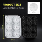 6 Chamber 2.2" 3D Golf Gifts Ice Cube Tray With Funnel,Large Round Ice Ball Maker Mold Silicone Fun Shapes Bourbon Sphere Ice Molds,For Chilling Whiskey,Cocktails,Bourbon,Brandy and Beverages