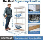 HOMEDANT 5 Tier Laminated White Boltless Metal Shelving Unit Adjustable Garage Storage Utility Rack Heavy Duty Shelves Organization Multipurpose Shelf Warehouse Pantry 28" W x 12.3" D x 59.5" H 3Pack