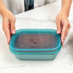 U Konserve Platinum Silicone Food Storage Bento Box Dual Seal Rectangle Container - Leak Proof, Shatter Proof, Dishwasher Safe, Plastic Free - 24oz (Seafoam)