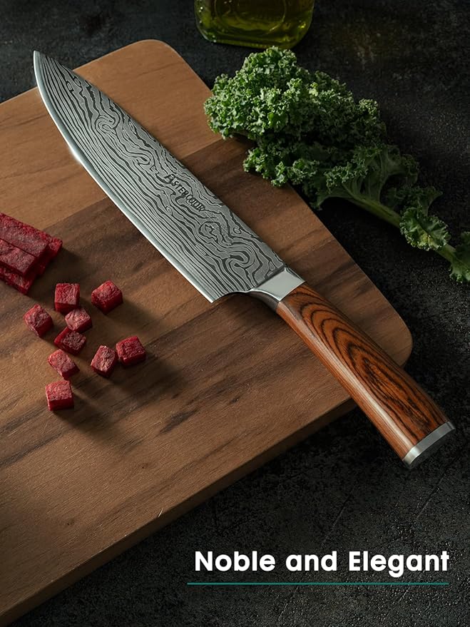Astercook Chef Knife, 8 Inch Professional Kitchen Chef Knife, German High Carbon Stainless Steel Ultra Sharp Knife, Chefs Knives with Ergonomic Handle and Gift Box