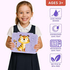 Personalized Bento Box for Kids with Safari Icon and Name - Lilac - 5 Compartments Drop-Proof Bento Box, Dishwasher Safe, Made with BPA-Free Materials, Bento Lunch Box for Kids and Toddlers