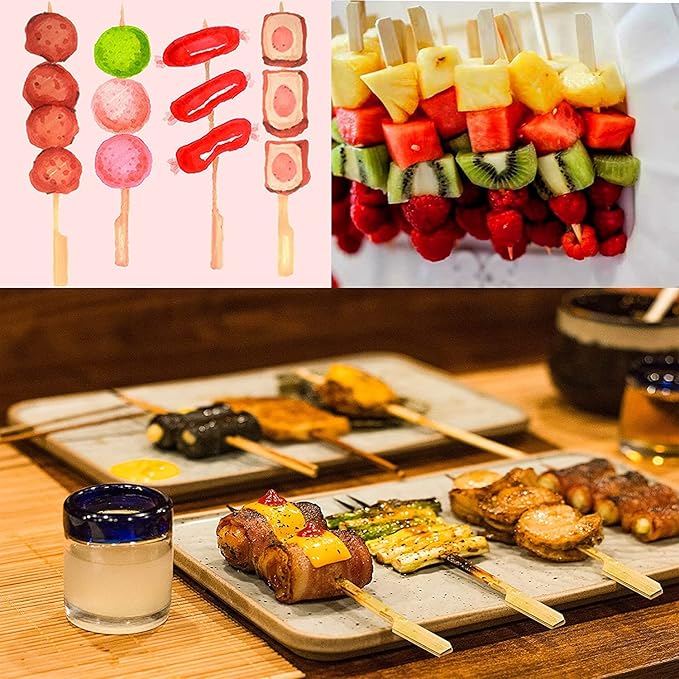 6 inch(1000 Pack) Bamboo Wooden Paddle Picks Skewers for Cocktail，Appetizers，Fruit Kabobs，Sandwich，Barbeque Snacks……5 Packs of 200 Each (1000 Count)