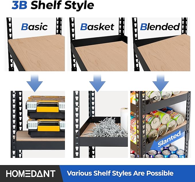 HOMEDANT 5 Tier Laminated Boltless Metal Shelving Unit Adjustable Garage Storage Utility Rack Heavy Duty Shelves Organization Shelf Warehouse Pantry Shed 35.9" W x 18.2" D x 71.3" H 10Pack