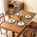 KXN Placemats Set of 4, Dual-Layer Thickened Faux Linen Table Mats, Heat Resistant & Wrinkle-Free, Machine Washable Cloth Place Mats for Kitchen Dining Indoor Outdoor (Burlap)