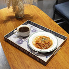 Rectangle Plastic Serving Tray with Handles, Elegant Decorative Tray for Coffee Table, Ottoman, Living Room, Kitchen, Outdoor Use. 12"*16"*1.6" A