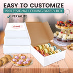 Fit Meal Prep 25 Pack White Bakery Boxes, 6 x 6 x 3 Inches Kraft Lining Pastry Boxes, Cardboard Treat Boxes Pie Boxes Cookie Boxes Dessert Boxes for Cupcakes, Chocolates, Donuts, Macarons