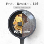 PRICUSIS Nonstick Ceramic Frying Pan with Lid, 8/10 Inch Skillet with Stay Cool Handle, Fully Coated, Induction Compatible & Oven Safe, 100% Dishwasher Safe, PTFE & PFOA Free（10 Inch, Black Sesame）