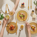KINGSTONE Gold Silverware Set, Luxury 60 Piece Flatware Set for 12, 18/10 Stainless Steel Cutlery Set with Diamond Cut Pattern for Kitchen, Home, Wedding, Party, Mirror Polished and Dishwasher Safe