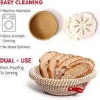 KneadAce Sourdough Starter Kit (24oz Jar, 2xRound Baskets, Gray Bread Lame)