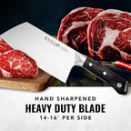 Cutluxe Meat Cleaver Knife - 7" Heavy Cleaver Butcher Knife, Razor Sharp German Steel Blade, Full Tang, Ergonomic Handle Design – Artisan Series