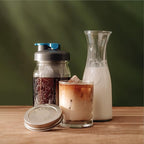 County Line Kitchen Glass Cold Brew Coffee Maker with Lid - Wide Mouth, 2 Quart (64 oz) - Heavy Duty, Leak Proof - Sun & Iced Tea Pitcher, Cold Brew Coffee, Breast Milk Storage, Water - Gray