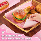 Fulmoon 300 Sheets Waxed Deli Paper Sheets for Food 12 x 12 Inch Polka Dot Dry Wax Paper Greaseproof Food Basket Liners Sandwich Wraps for Wrapping Bread Baking BBQ Picnic Party (Pink)