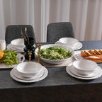 Melamine Large Serving Bowls Set of 2, 13.75" and 130 OZ Farmhouse BPA Free Salad, Pasta and Mixing Serving Bowls, Large Bowls Set for Serving Food, Durable and Dishwasher Safe, Ivory