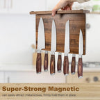 Magnetic Knife Holder,Double Sided Magnetic Knife Block for Kitchen Counter,Acacia Wood Strong Magnet Knife strip