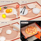 Sapid Extra Thick Silicone Pastry Mat Non-slip with Measurements for Non-stick Silicone Baking Mat Extra Large, Dough Rolling, Pie Crust, Kneading Mats, Countertop, Placement Mats (24" x 36", Red)