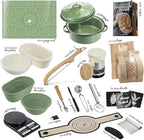 All-Inclusive 𝗣𝗥𝗘𝗠𝗜𝗨𝗠 Sourdough Starter Kit with Pot, 34 Oz Starter Jar, 4 Banneton Bread Proofing Baskets, Scraper, Scale, Sourdough Bread Baking Supplies, Detailed Beginner Guide & Recipes