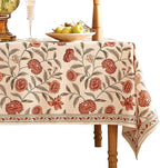 ISAENNE Designer French Small Square Tablecloth,Linen Orange Floral Pattern Indoor Table Cloth,Wrinkle Resistant Decor Table Cloth for Dining Thanksgiving Kitchen Party,55"*55"-Alvarado D