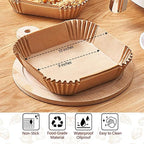 10 Inch Air Fryer Liners Disposable, 100 Pack Parchment Paper Sheets for Air Fryer Basket, Non-Stick, Disposable, Unbleached, Heat Resistant, Fits 5-8 QT Air Fryers, Oil-Free & Healthy Cooking