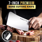 SliceElite Slice Series 7 Inch Bone Cutting knife High Carbon German Steel Blade Pakkawood Handle Dual Sheath Cleaver Chopper Butcher Tool Heavy Duty Kitchen Meat Slicer Vegetable Sharp Gift BBQ Chef