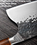 Smith Chu Handmade Forged Serbian Meat Cleaver Knife with Sheath Chef's knvies Full Tang Butcher Knife Outdoor Meat Vegetable Cleaver for Family, BBQ or Camping Gift for Dad