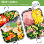 Voova Stainless Steel Lunch Box with Lunch Bag for Women Men Adult, (42oz/1200ml) Leakproof Metal Bento Box with Free Sealing, Insulated Lunch box for Work, Black
