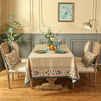patdrea Designer French Linen Extra Long Tablecloth for Rectangle Table,Beige Anti-Wrinkle Floral Farmhouse Table Cloth,Decor Covers for Kitchen Dining,Party,Christmas,Thanksgiving,67"x118"-Fram