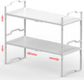 Expandable Shelf for Cabinet Organizer Adjustable Stackable Spice Rack at Kitchen and Bathroom More, Counter Countertop Cupboard Organization Pantry Storage(MEDIUM/2PACKS/WHITE)