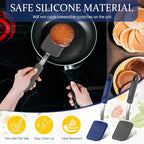 Silicone Cookie Spatula Turner 2 Pack Mini Brownie Spatula Flexible Kitchen Small Silicone Turner for Nonstick Cookware Heat Resistant No Scratch Flipper for Egg Pancake(Gray, Blue)
